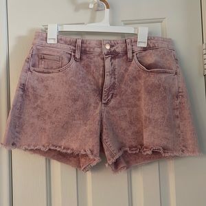Pink, high rise, midi shorts